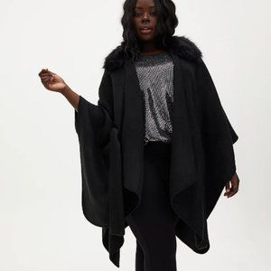 Torrid Fur Trim Belted Ruana OS NWT